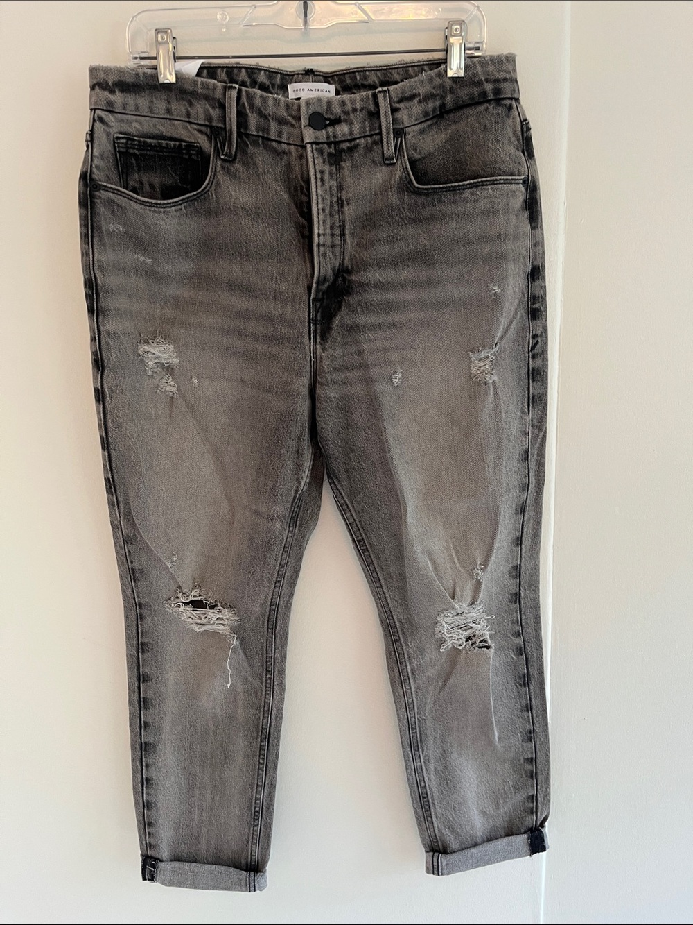Good American Grey Good Girlfriend Jeans